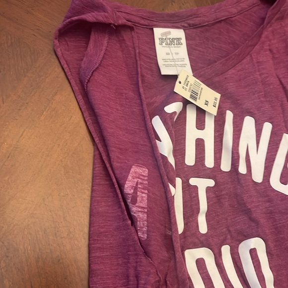 NWT PINK by Victoria’s Secret XS sleeveless workout shirt “Anything But Cardio” - Picture 4 of 4